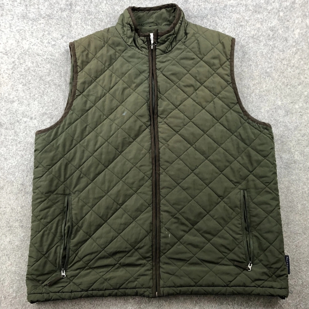 Field & Stream Olive Green XXL Quilted Vest with Stand-Up Collar
